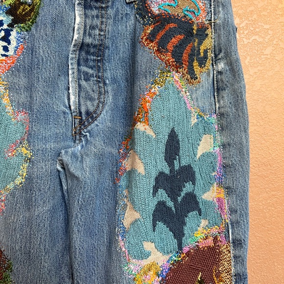 šHOST PICKš RARE! ONE OF A KIND! Leviās 501 Jeans Upcycled Patched Embroidered - Picture 12 of 17